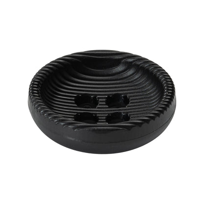 Plastic 4 Hole Button - Ribbed Black Bowl Shaped - 44L/28mm