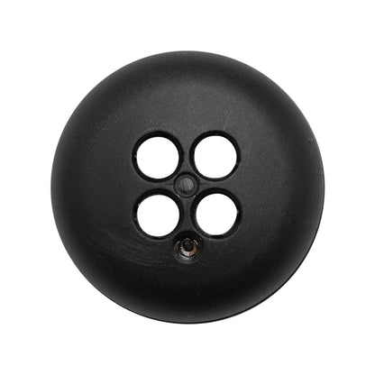 Plastic 4 Hole Button - Ribbed Black Bowl Shaped - 44L/28mm