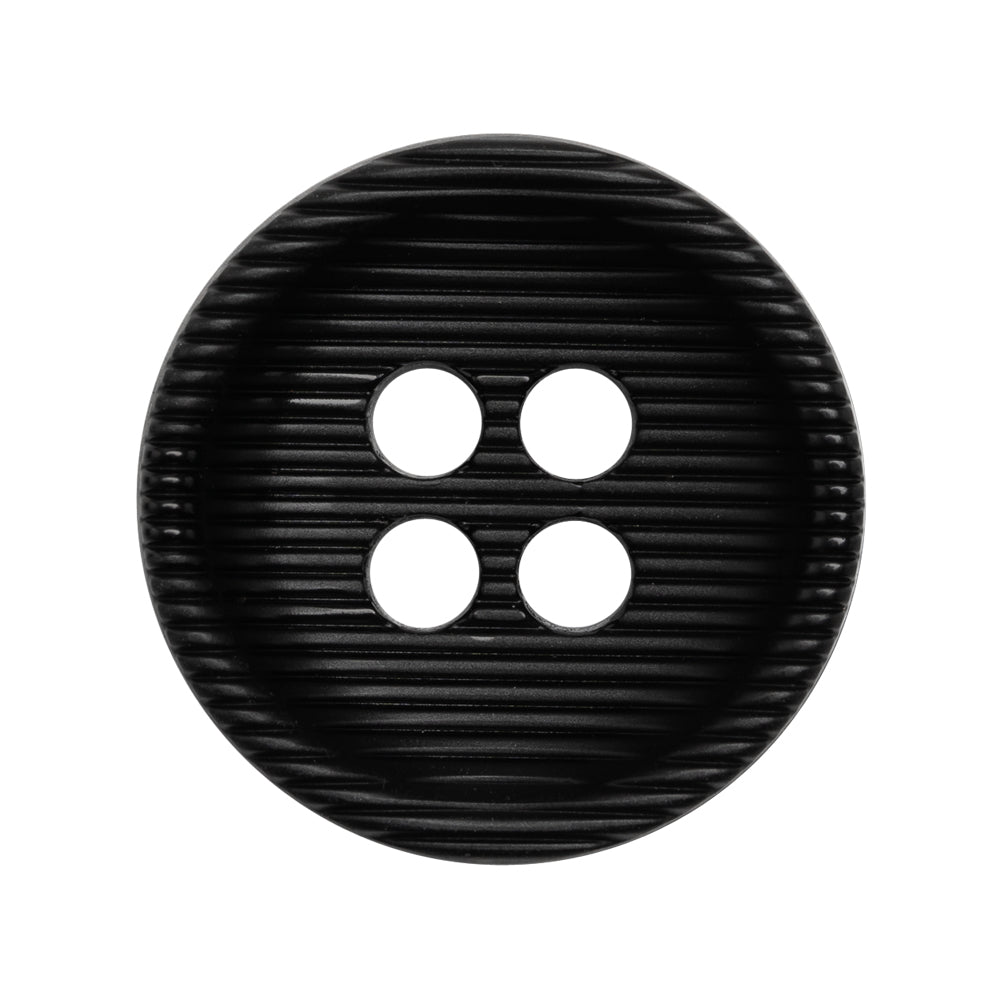 Plastic 4 Hole Button - Ribbed Black Bowl Shaped - 44L/28mm