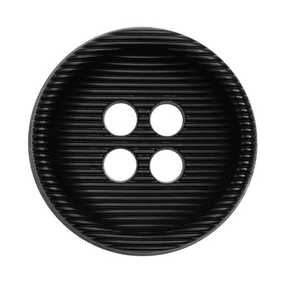 Plastic 4 Hole Button - Ribbed Black Bowl Shaped - 54L/34mm