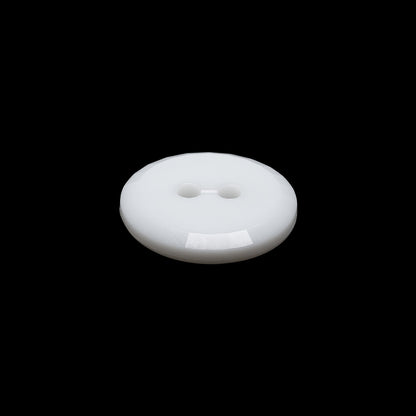 Flat Plastic 2-Hole Button - White Faceted Rim - 28L/18mm