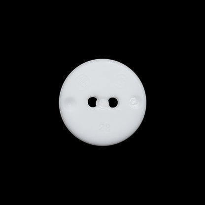 Flat Plastic 2-Hole Button - White Faceted Rim - 28L/18mm