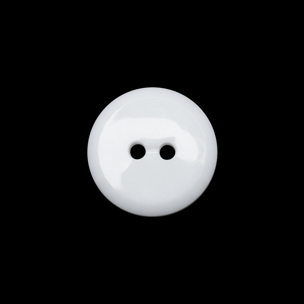 Flat Plastic 2-Hole Button - White Faceted Rim - 28L/18mm