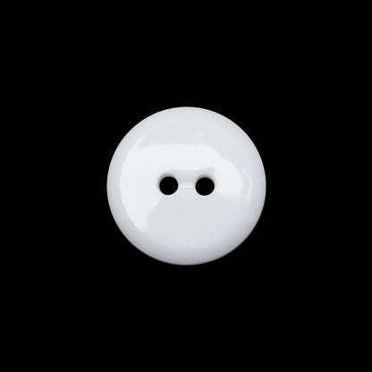 Flat Plastic 2-Hole Button - White Faceted Rim - 28L/18mm