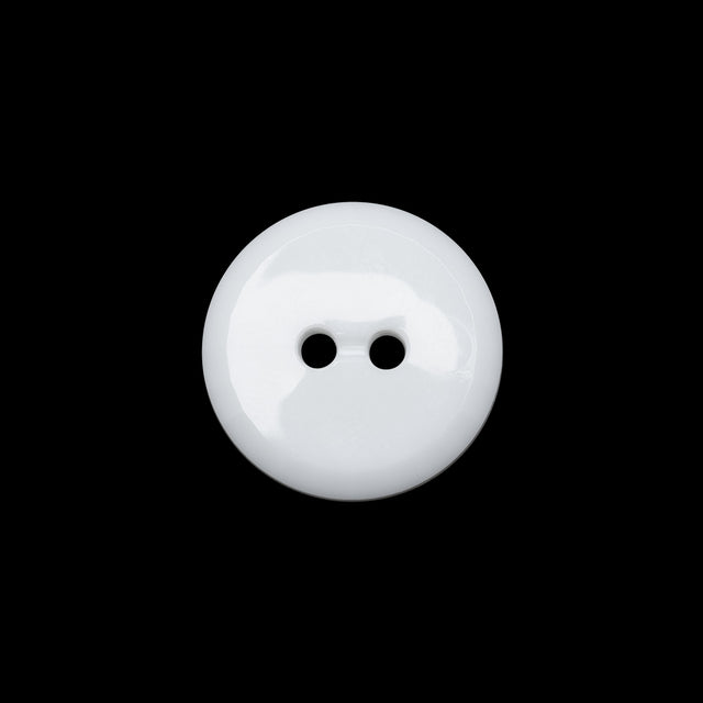 Flat Plastic 2-Hole Button - White Faceted Rim - 28L/18mm