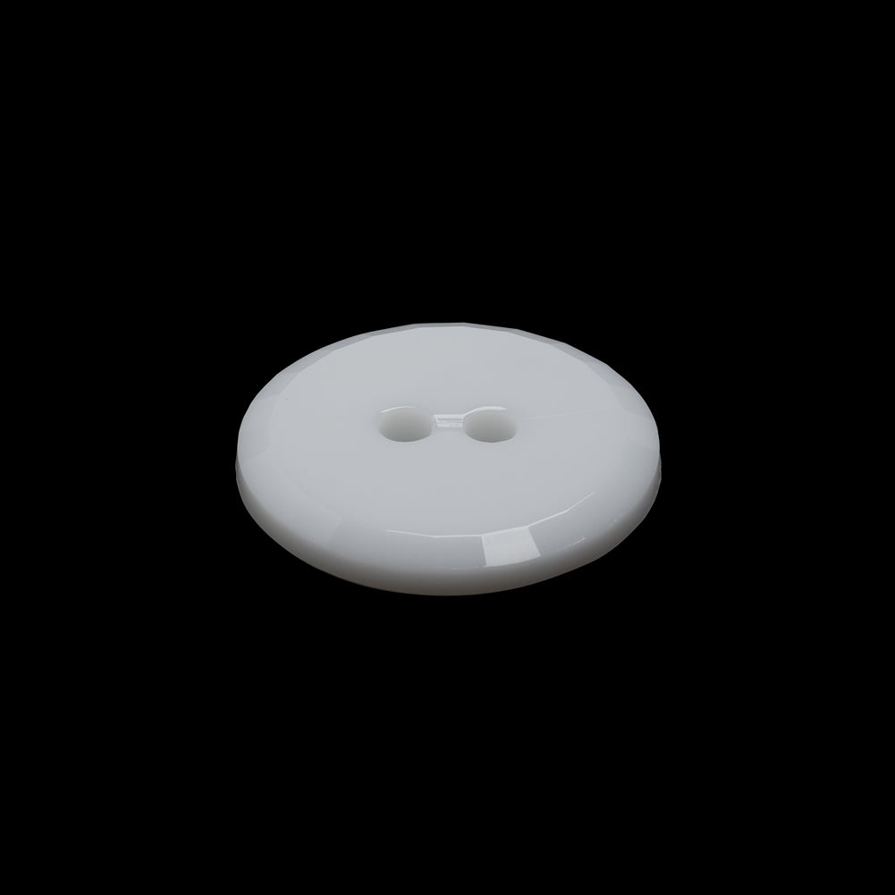 Flat Plastic 2-Hole Button - White Faceted Rim - 32L/20mm - Folded
