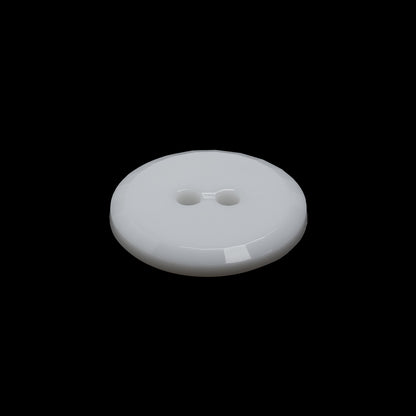 Flat Plastic 2-Hole Button - White Faceted Rim - 32L/20mm