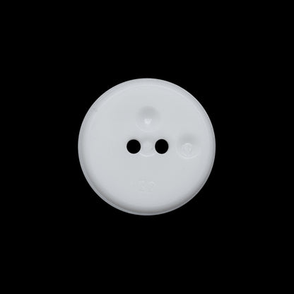 Flat Plastic 2-Hole Button - White Faceted Rim - 32L/20mm