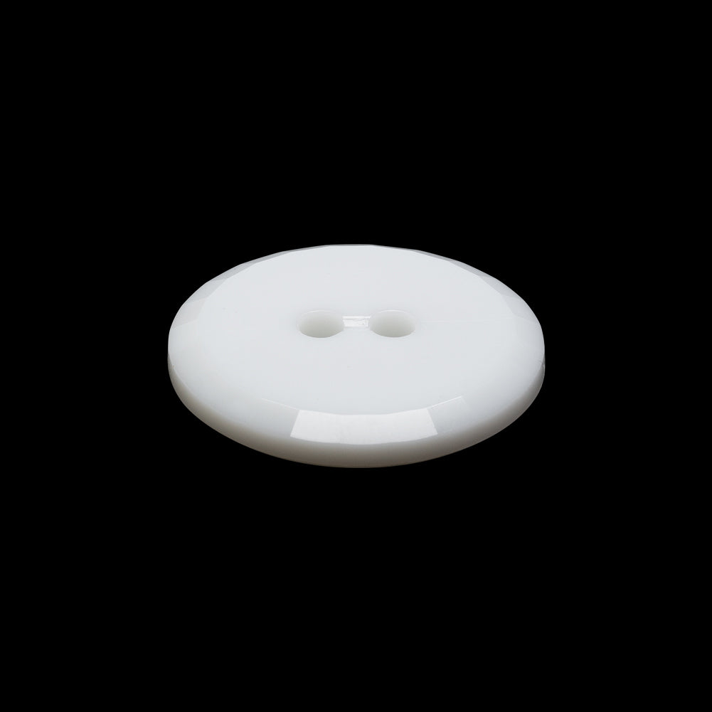 Flat Plastic 2-Hole Button - White Faceted Rim - 36L/23mm - Folded
