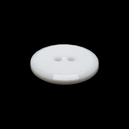 Flat Plastic 2-Hole Button - White Faceted Rim - 36L/23mm