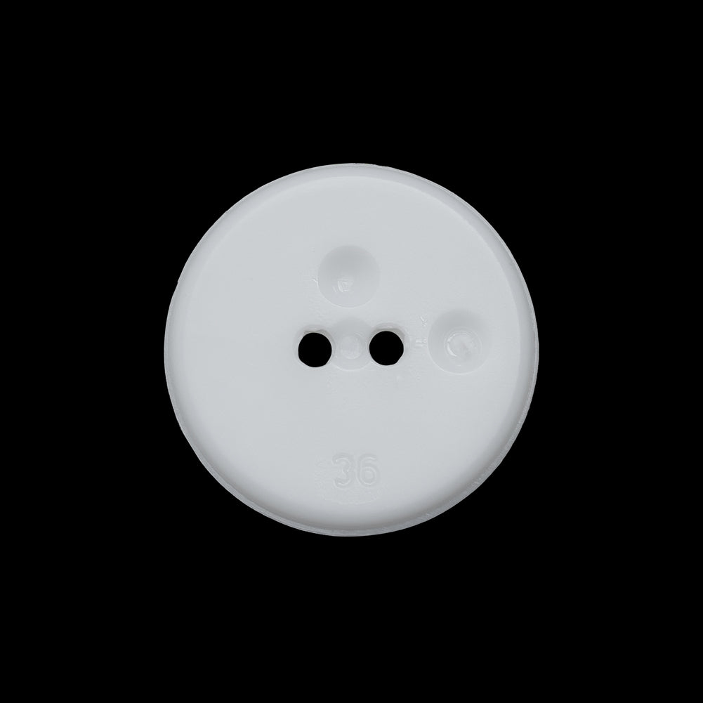 Flat Plastic 2-Hole Button - White Faceted Rim - 36L/23mm - Detail
