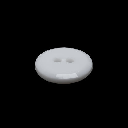 Flat Plastic 2-Hole Button - White Faceted Rim - 30L/19mm