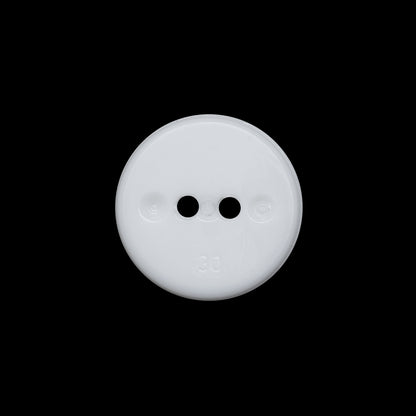 Flat Plastic 2-Hole Button - White Faceted Rim - 30L/19mm