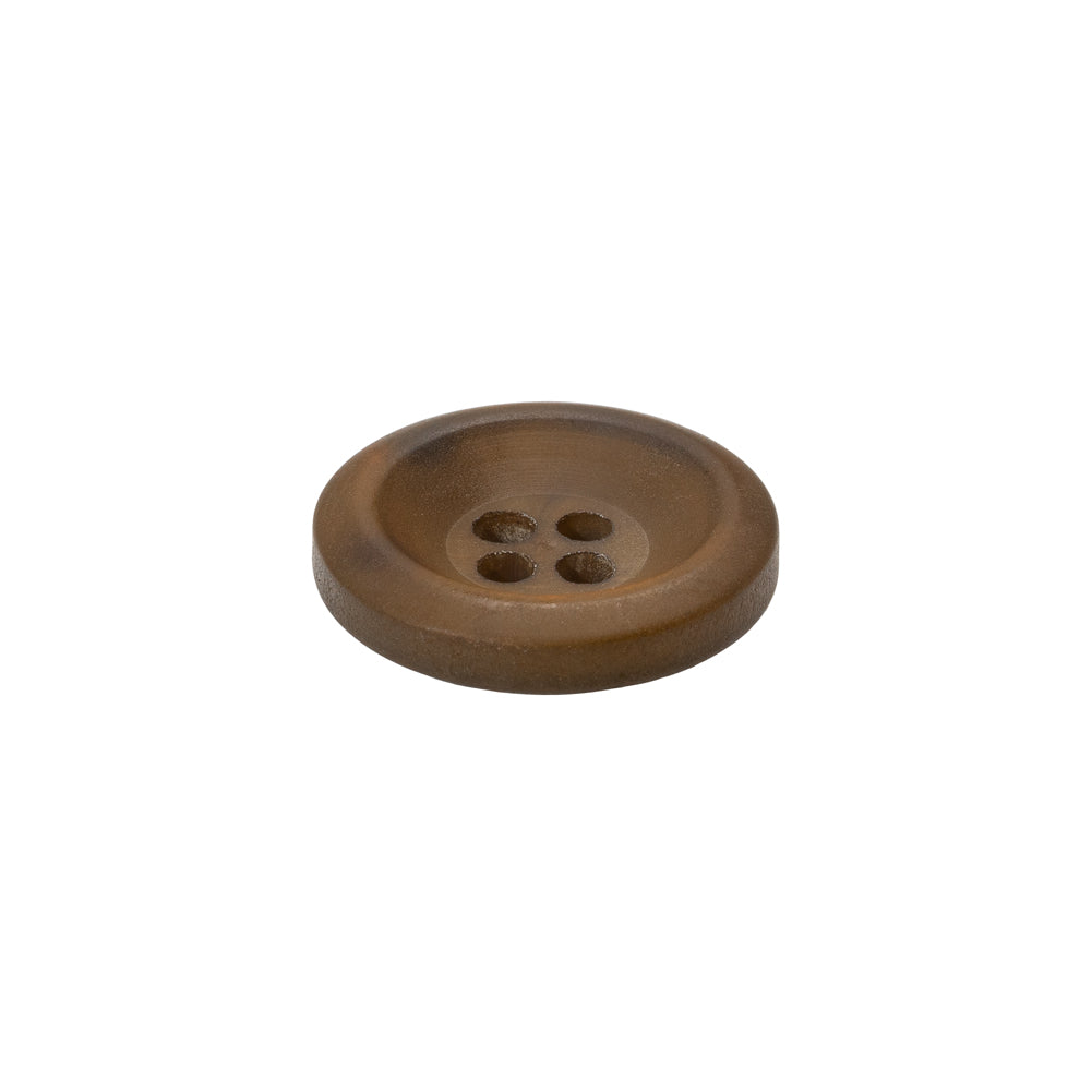 Rolled Rim 4-Hole Plastic Button - Brown Iridescent - 28L/18mm - Folded