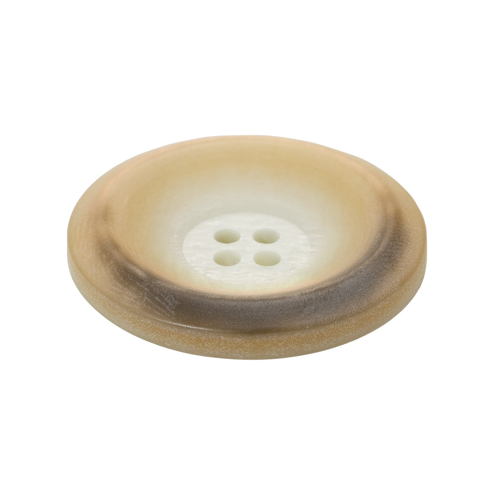Rolled Rim 4-Hole Plastic Button - Beige and Taupe Iridescent - 44L/28mm - Folded