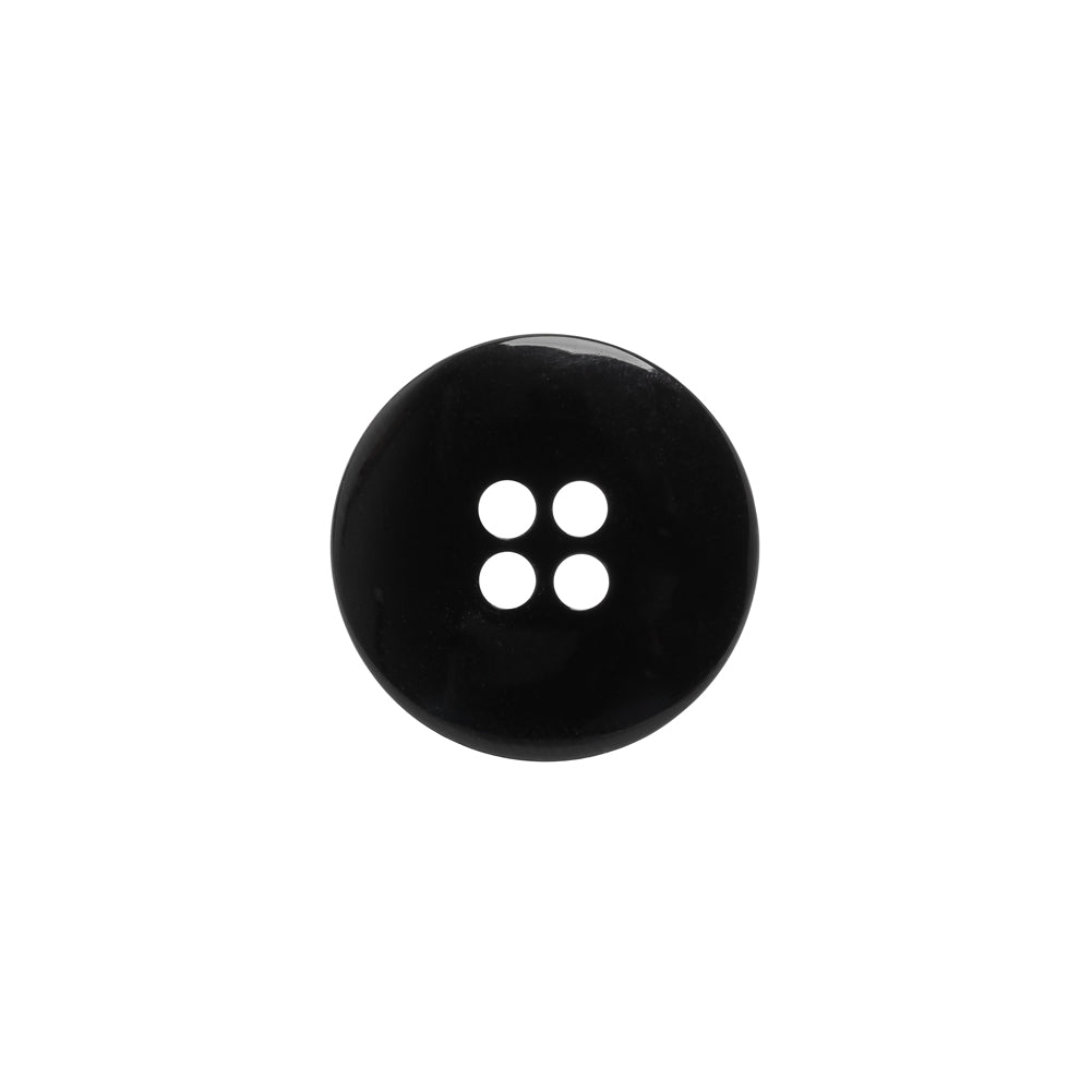 Plastic 4-Hole Button - Black Dish Shaped Matte Rim - 24L/15mm - Detail
