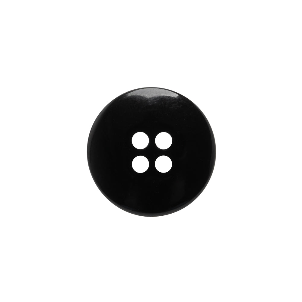 Plastic 4-Hole Button - Black Dish Shaped Matte Rim - 28L/18mm - Detail