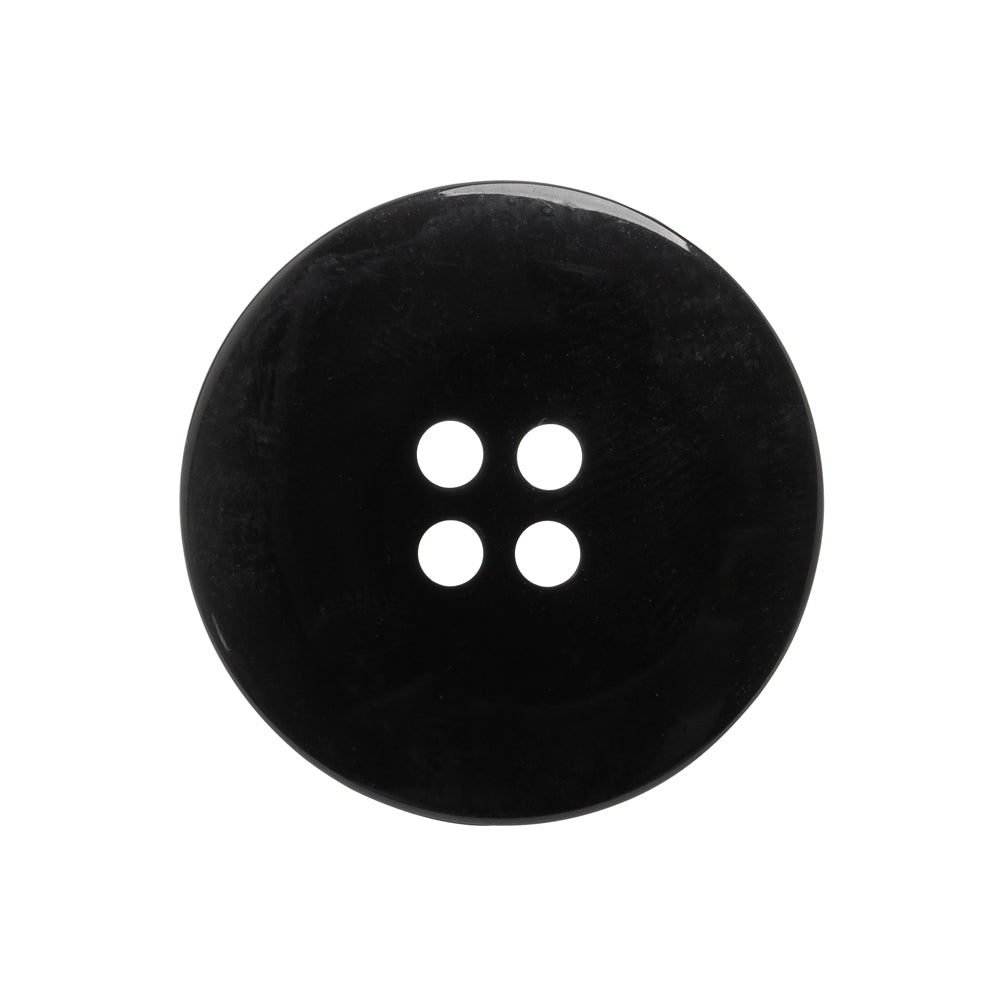 Plastic 4-Hole Button - Black Dish Shaped Matte Rim - 40L/25.5mm - Detail
