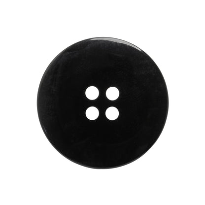 Plastic 4-Hole Button - Black Dish Shaped Matte Rim - 40L/25.5mm