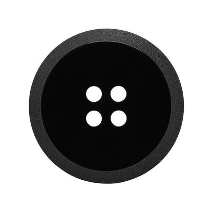 Plastic 4-Hole Button - Black Dish Shaped Matte Rim - 44L/28mm