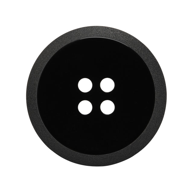 Plastic 4-Hole Button - Black Dish Shaped Matte Rim - 44L/28mm