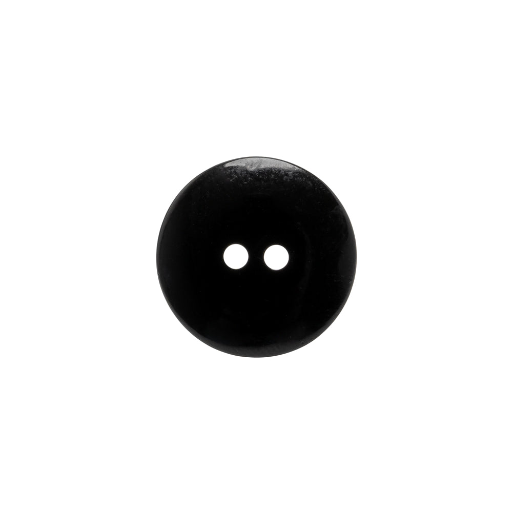 Plastic 2-Hole Button - Black Wide Matte Rim - 24L/15mm - Detail