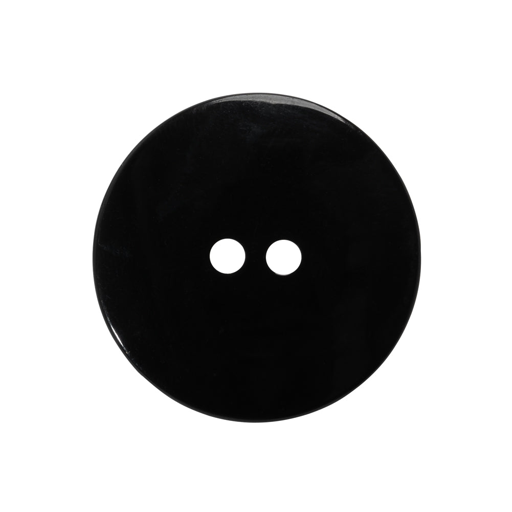 Plastic 2-Hole Button - Black Wide Matte Rim - 40L/25.5mm - Detail