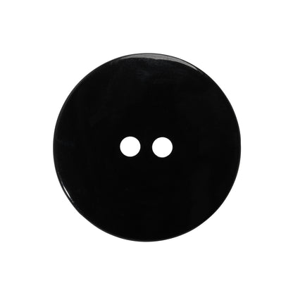 Plastic 2-Hole Button - Black Wide Matte Rim - 40L/25.5mm