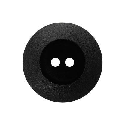 Plastic 2-Hole Button - Black Wide Matte Rim - 40L/25.5mm