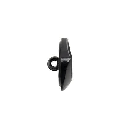 Square Plastic Shank Back Button - Black Partial Matte Abstract - 28L/18mm