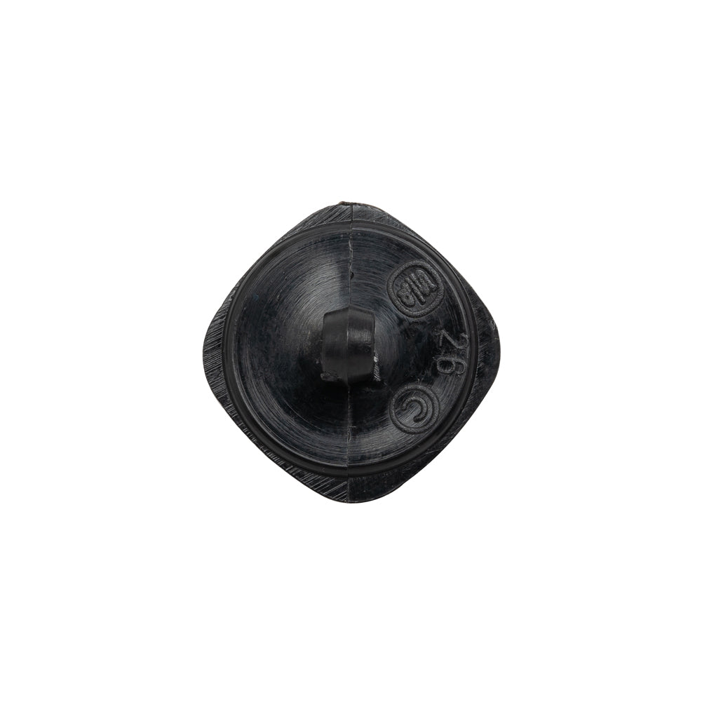 Square Plastic Shank Back Button - Black Partial Matte Abstract - 28L/18mm - Detail