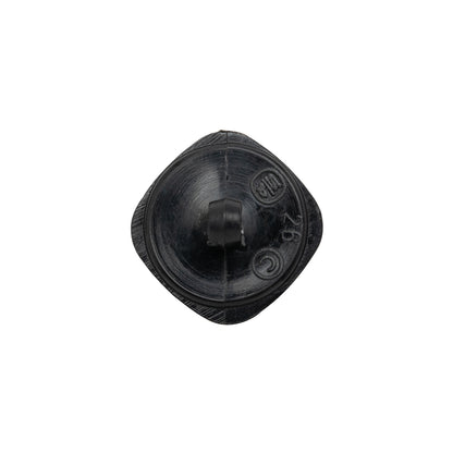 Square Plastic Shank Back Button - Black Partial Matte Abstract - 28L/18mm