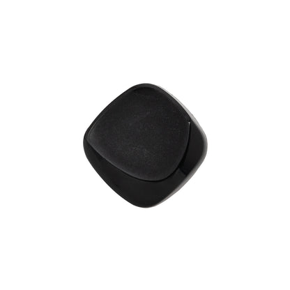 Square Plastic Shank Back Button - Black Partial Matte Abstract - 28L/18mm