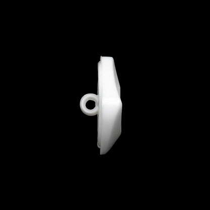 Square Plastic Shank Back Button - White Partial Matte Abstract - 32L/20mm