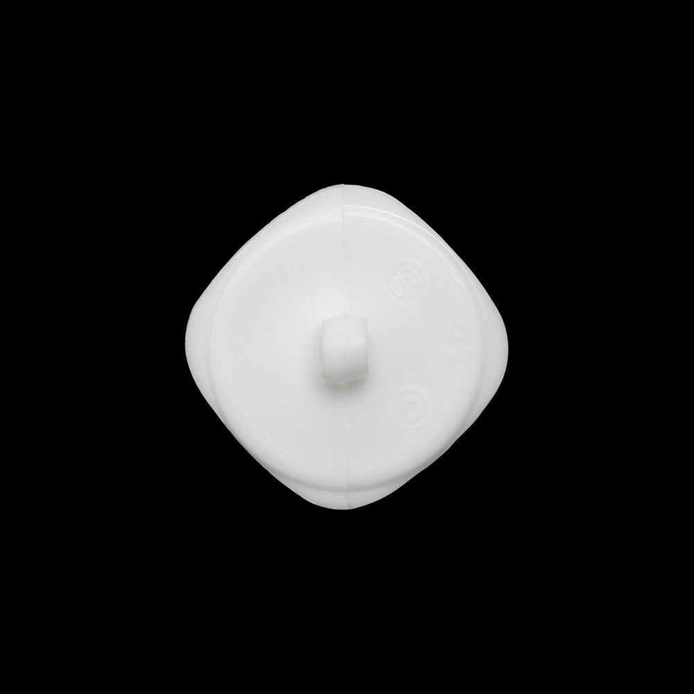 Square Plastic Shank Back Button - White Partial Matte Abstract - 32L/20mm - Detail