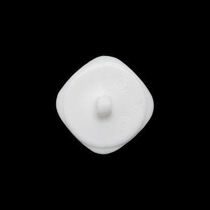 Square Plastic Shank Back Button - White Partial Matte Abstract - 32L/20mm