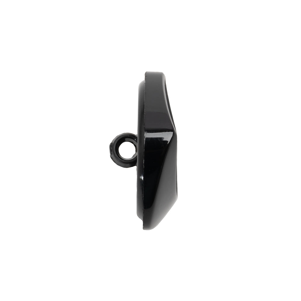 Square Plastic Shank Back Button - Black Partial Matte Abstract - 36L/23mm - Folded