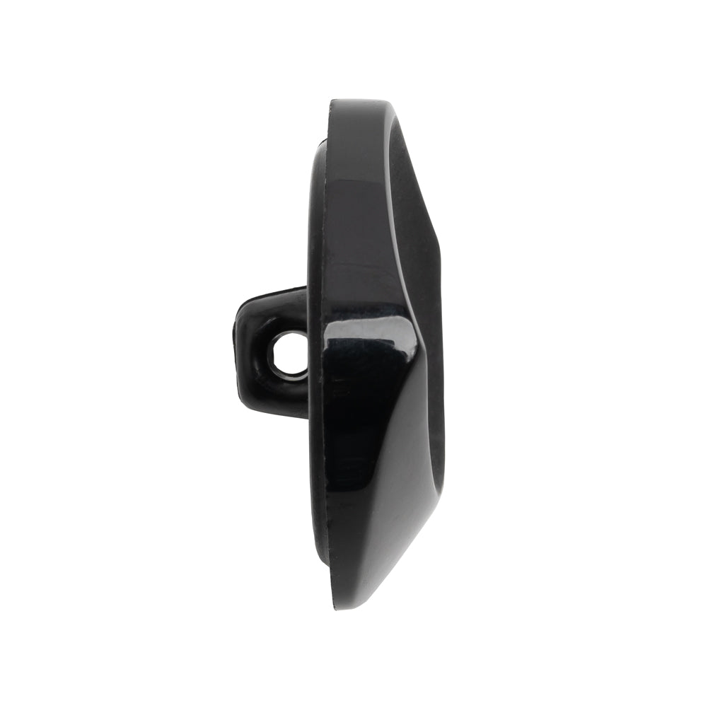 Square Plastic Shank Back Button - Black Partial Matte Abstract - 44L/28mm - Folded