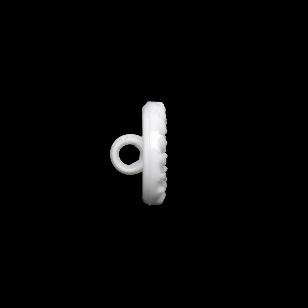 Plastic Shank Back Button - White Faux Gems and Latticework - 20L/12.5mm - Folded
