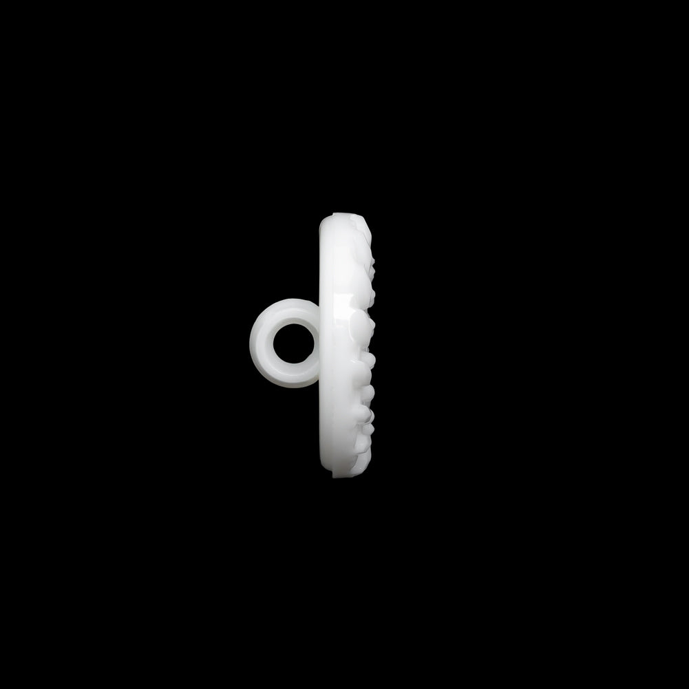 Plastic Shank Back Button - White Faux Gems and Latticework - 24L/15mm - Folded