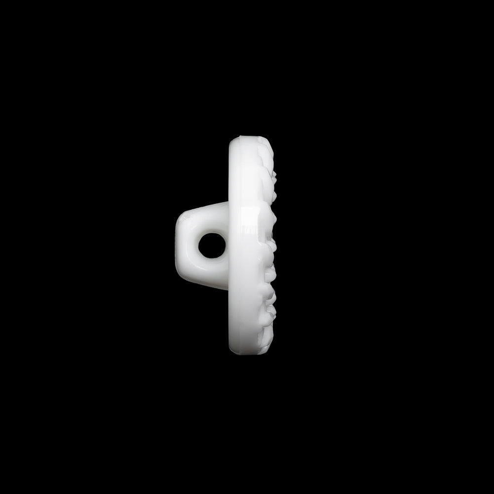 Plastic Shank Back Button - White Faux Gems and Latticework - 30L/19mm - Folded