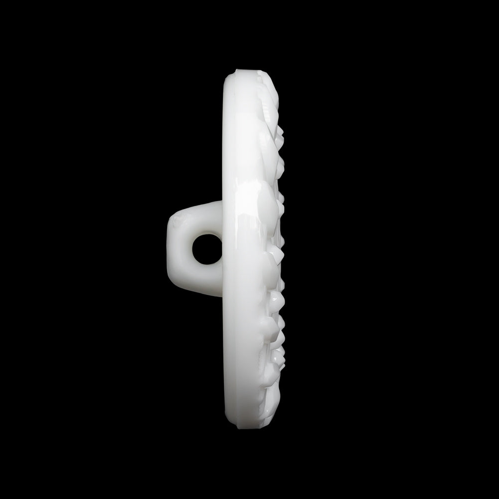 Plastic Shank Back Button - White Faux Gems and Latticework - 44L/28mm - Folded