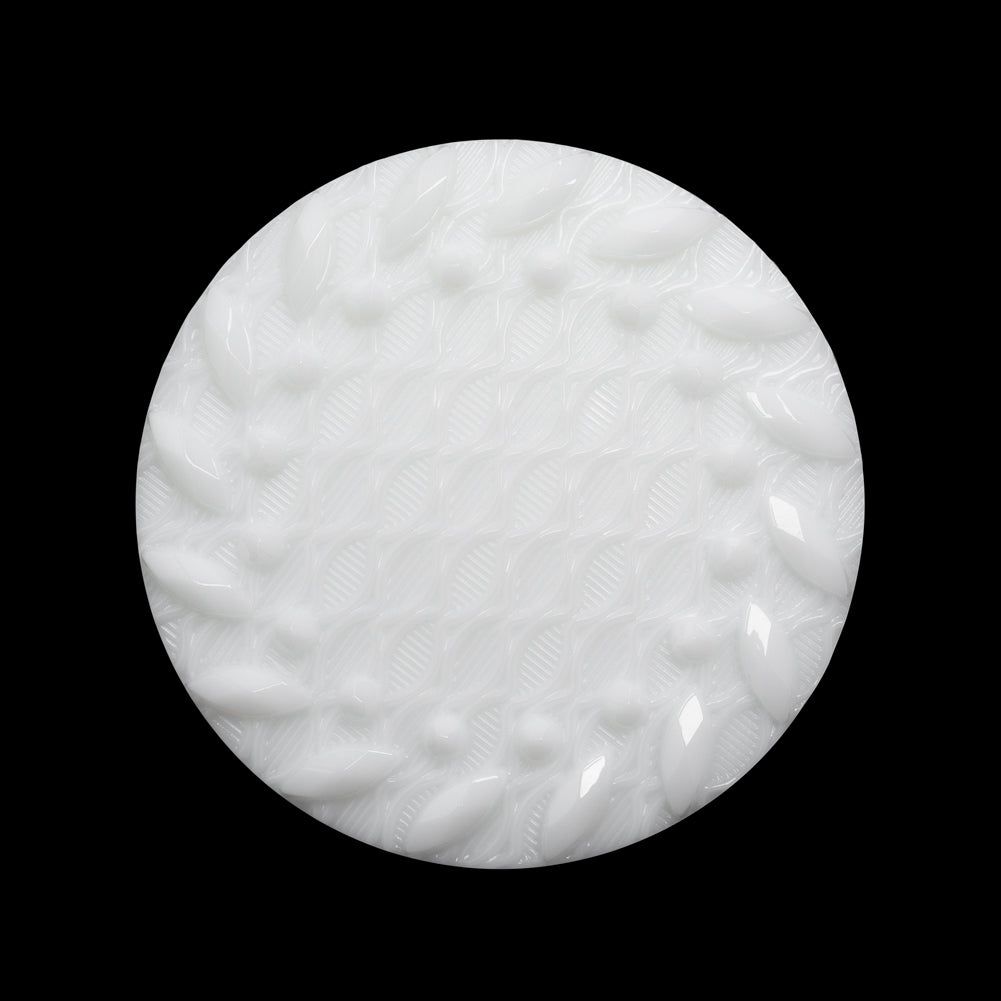 Plastic Shank Back Button - White Faux Gems and Latticework - 44L/28mm