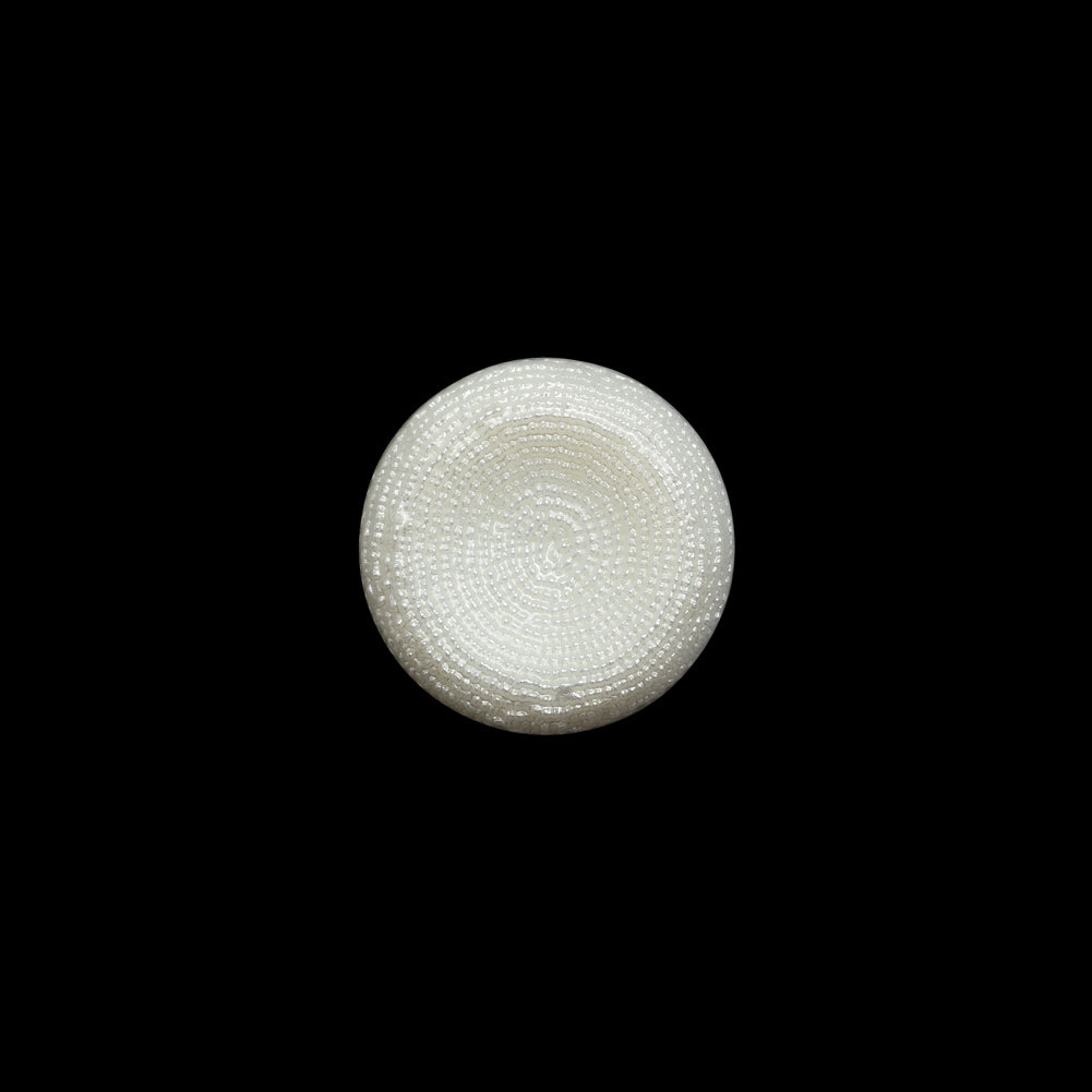 Concave Plastic Shank Back Button - White Beaded Look Embossed - 20L/12.5mm