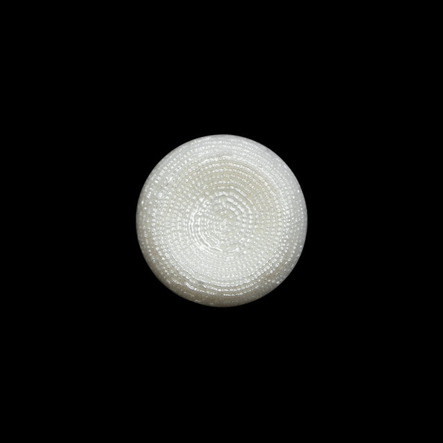 Concave Plastic Shank Back Button - White Beaded Look Embossed - 24L/15mm