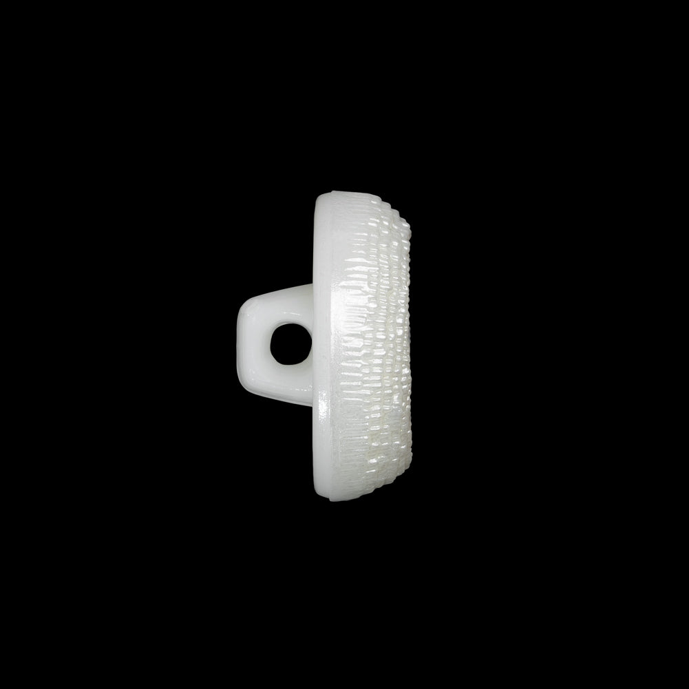 Concave Plastic Shank Back Button - White Beaded Look Embossed - 30L/19mm - Folded