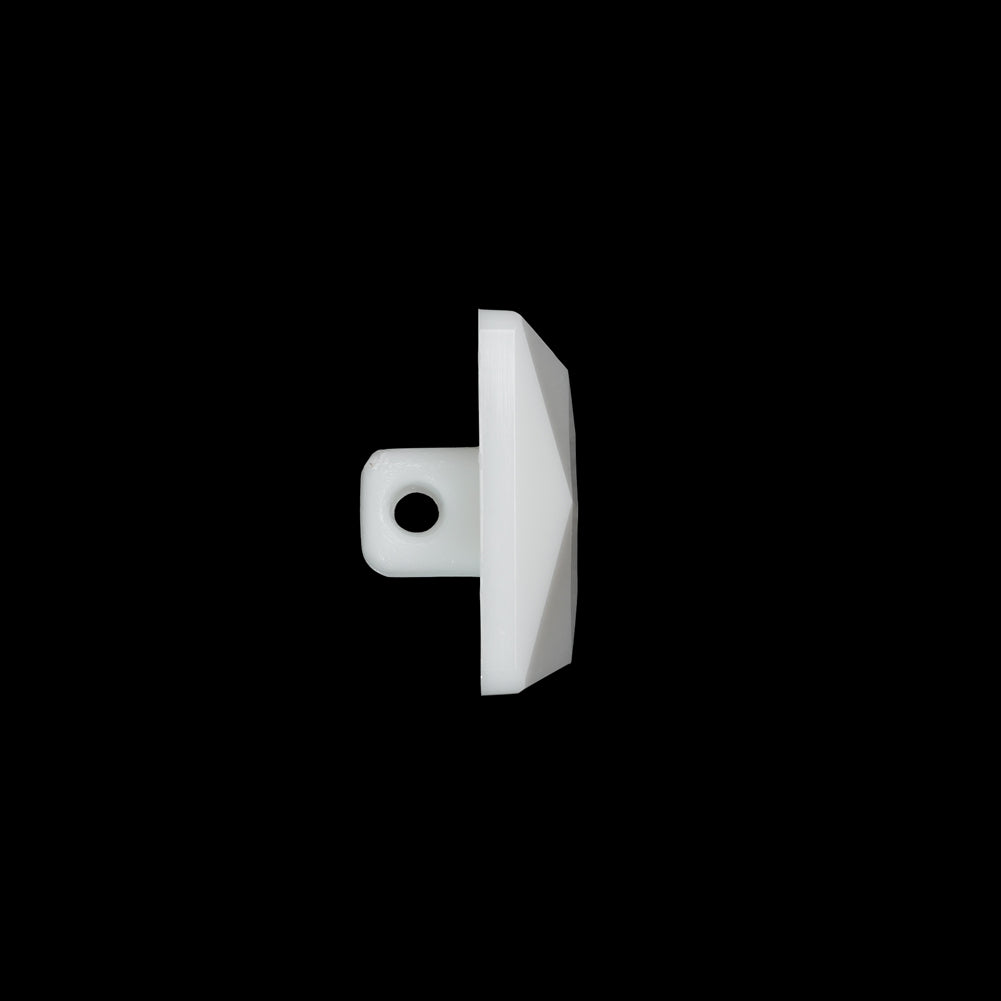 Plastic Shank Back Button - White Faceted Square - 36L/23mm - Folded