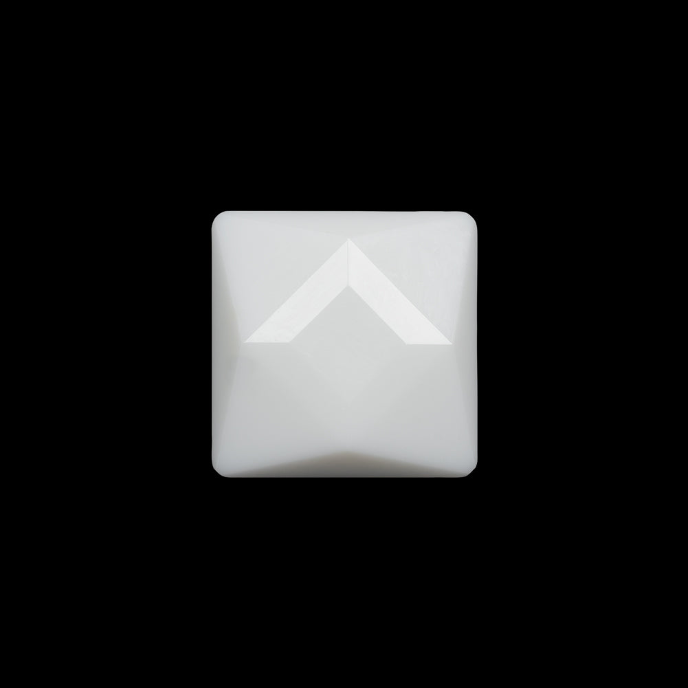 Plastic Shank Back Button - White Faceted Square - 36L/23mm