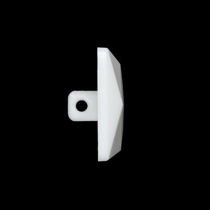 Plastic Shank Back Button - White Faceted Square - 44L/28mm