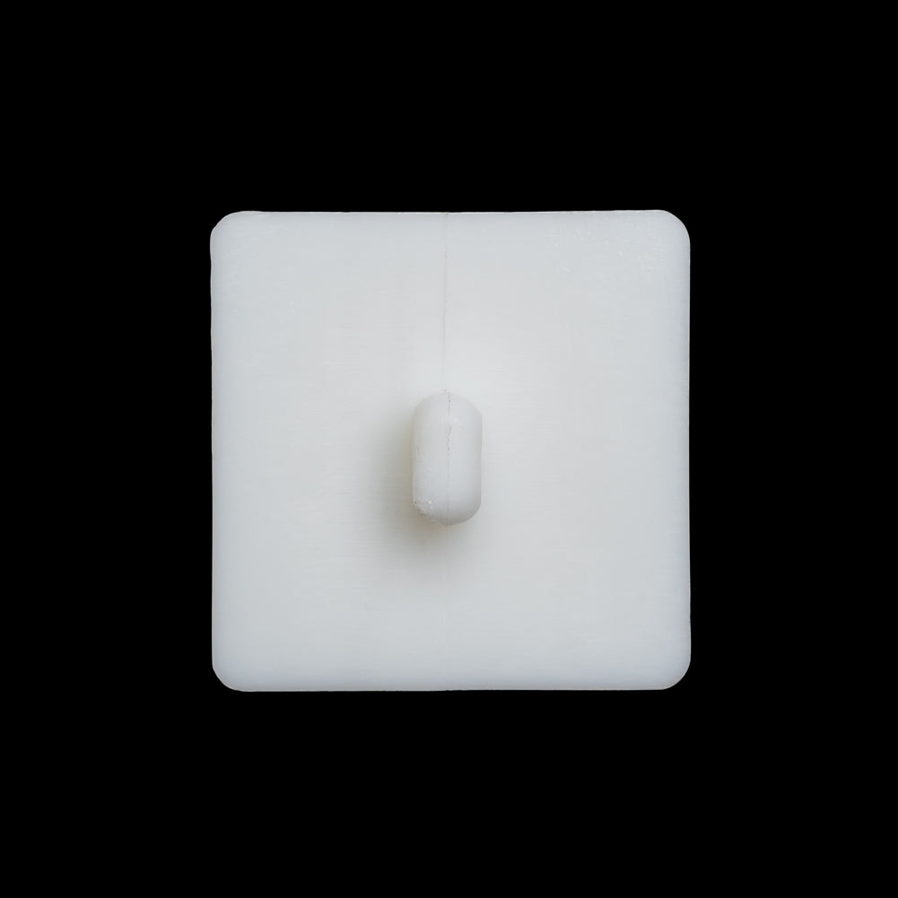 Plastic Shank Back Button - White Faceted Square - 44L/28mm - Detail